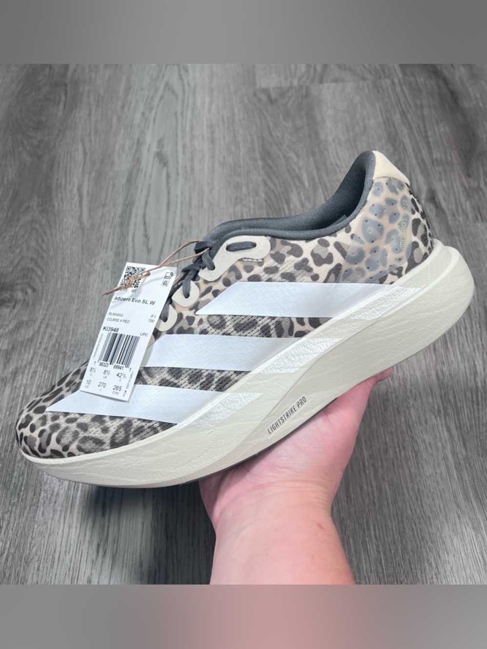 New adidas Adizero EVO SL Shoes Womens‎ 10 Running Shoes Sneakers KI3948 Leopard
